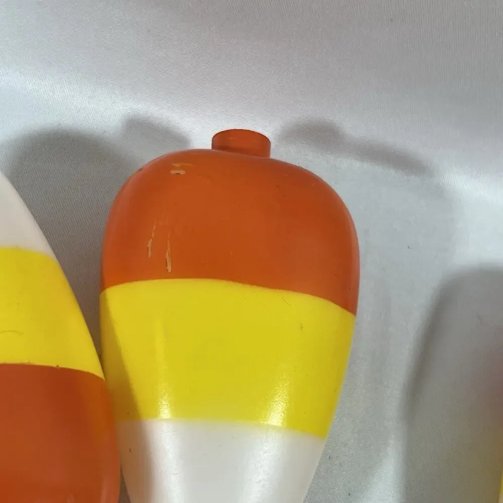 Vintage Set of 10 Candy Corn Blow Mold Plastic String Light Covers Halloween
